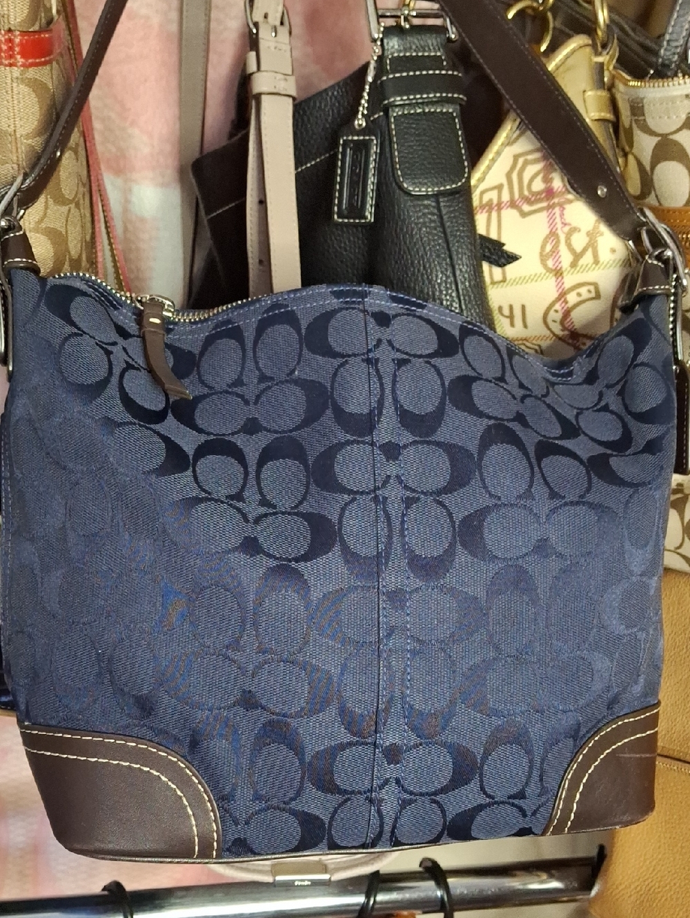 EUC COACH BLUE DENIM SIGNATURE DESIGN MEDIUM BAG 2008 COA